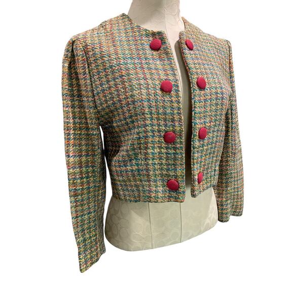 Small Vintage 1960s Crop Blazer Jacket Womens Open Style Handmade - Picture 1 of 6